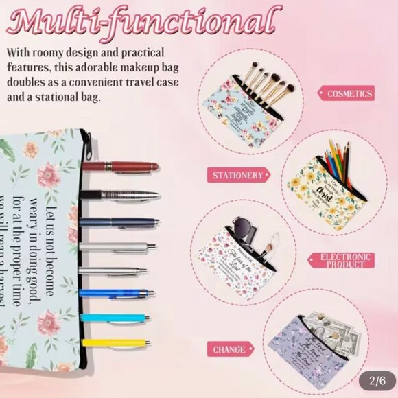 NEW - Floral Christian Bible Makeup Bag Pouch - Cosmetic Bags - Style 9 - Picture 2 of 5